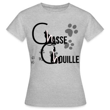Jagd Chouille - Frauen T-Shirt - Grau meliert - Vorne - AI Model Female 172 dark (172cm)