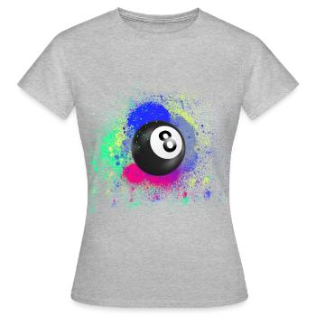 Noir 8, Boule de billard, N8, Boule de billard, Billard - T-shirt Femme - gris chiné - Devant - AI Model Female 172 dark (172cm)