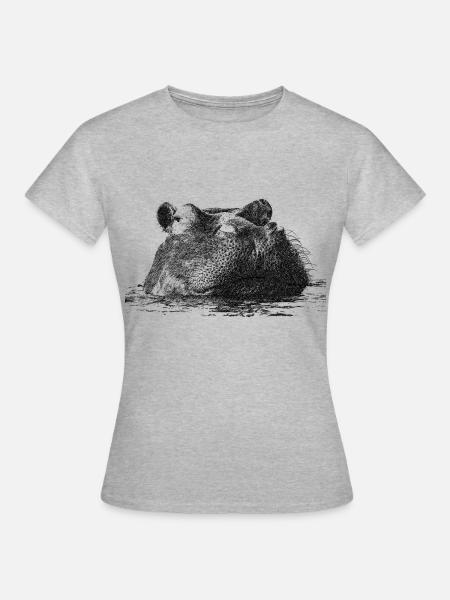 hippo - Frauen T-Shirt - Grau meliert