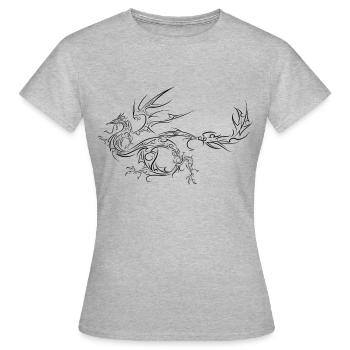 dragon tribal - T-shirt Femme - gris chiné - Devant - AI Model Female 172 dark (172cm)