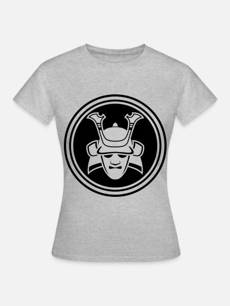 Samurai Helm - Frauen T-Shirt - Grau meliert