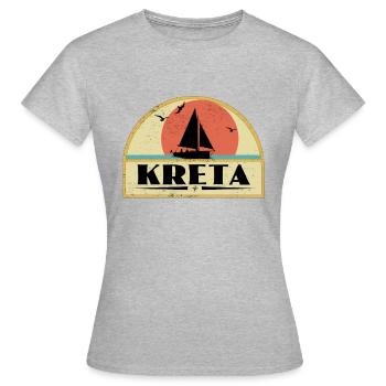 Kreta - Frauen T-Shirt - Grau meliert - Vorne - AI Model Female 172 dark (172cm)