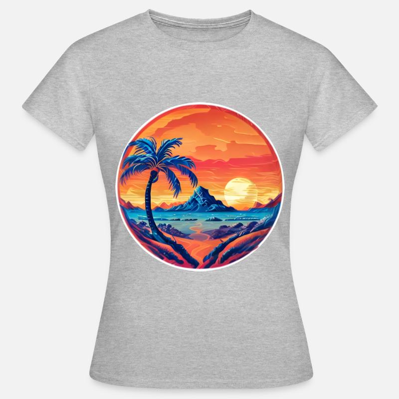 Complemento Vintage Beach Landscape - Maglietta da donna - grigio melange