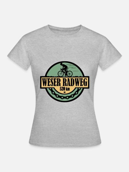 Weser Radweg - Frauen T-Shirt - Grau meliert