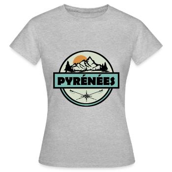 Pyrénées - T-shirt Femme - gris chiné - Devant - AI Model Female 172 dark (172cm)