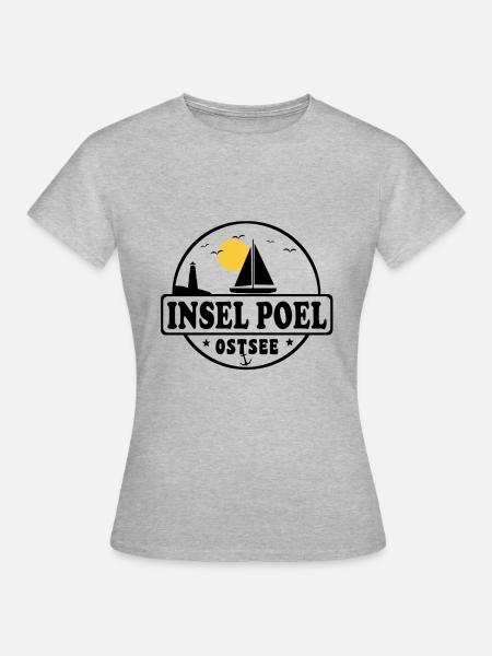 Insel Poel Ostsee Segelboot Leuchtturm - Frauen T-Shirt - Grau meliert