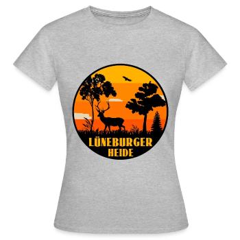Lüneburger Heide - Frauen T-Shirt - Grau meliert - Vorne - AI Model Female 172 dark (172cm)