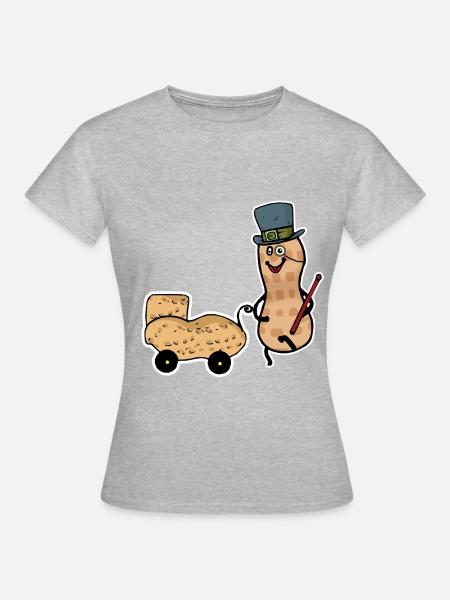 Erdnuss Papa Eltern Elternteil Baby Vater - Frauen T-Shirt - Grau meliert