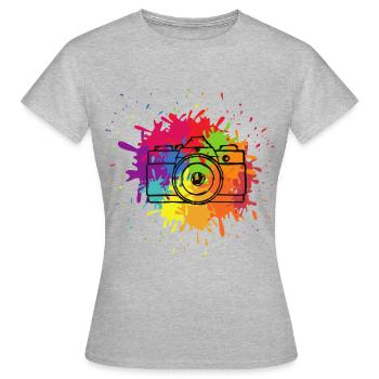 Fotograf Geschenk I Fotografie Kamera - Frauen T-Shirt - Grau meliert - Vorne - AI Model Female 172 dark (172cm)
