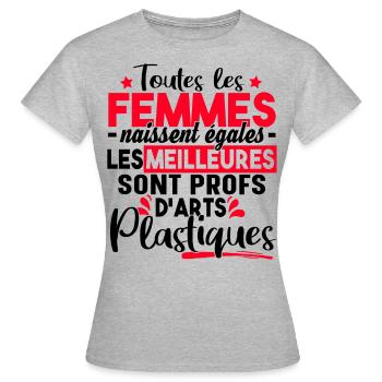 Arts Plastiques Dessin Prof Professeur Métier - T-shirt Femme - gris chiné - Devant - AI Model Female 172 dark (172cm)
