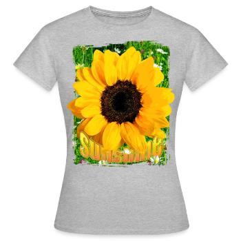 sunshine sunflower flower meadow - Women's T-Shirt - heather grey - Front - AI Model Female 172 dark (172cm)