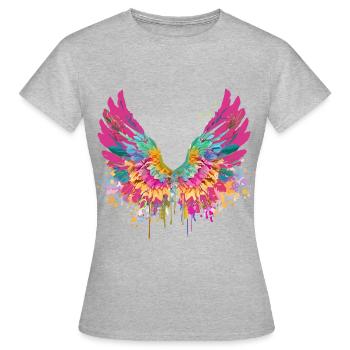 engelsflügel,angelwings,flügel.bunt,graffiti - Frauen T-Shirt - Grau meliert - Vorne - AI Model Female 172 dark (172cm)
