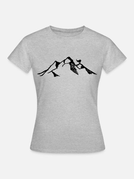 Berg mit Steinbock - Frauen T-Shirt - Grau meliert