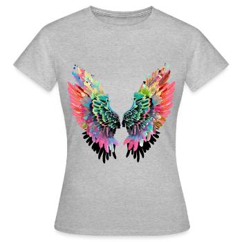 engelsflügel,angelwings,flügel.bunt,graffiti - Frauen T-Shirt - Grau meliert - Vorne - AI Model Female 172 dark (172cm)