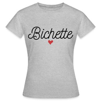 BICHETTE COEUR - T-shirt Femme - gris chiné - Devant - AI Model Female 172 dark (172cm)