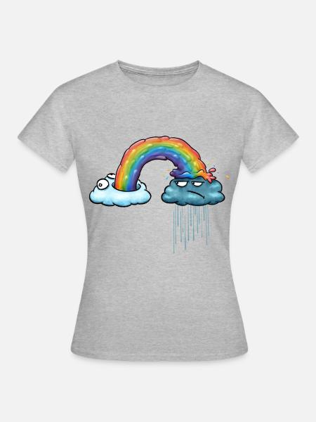 Regenbogen-Wolke - Frauen T-Shirt - Grau meliert