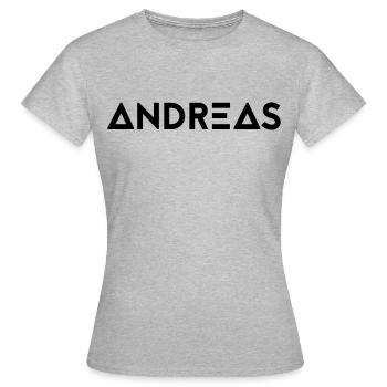 Prénom Andreas - T-shirt Femme - gris chiné - Devant - AI Model Female 172 dark (172cm)