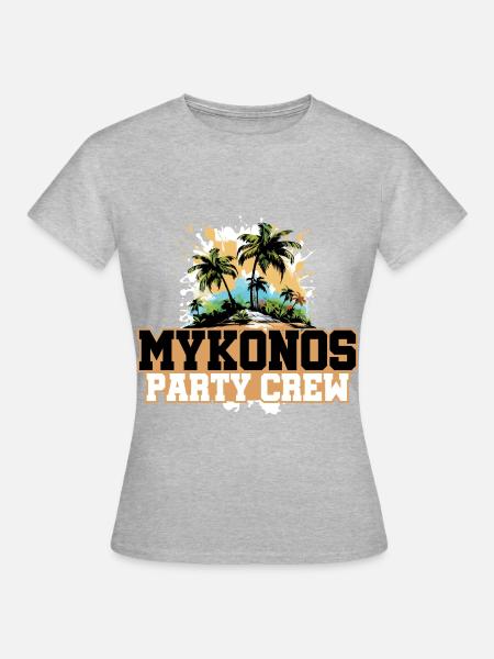 Mykonos Party Crew Urlaub - Frauen T-Shirt - Grau meliert