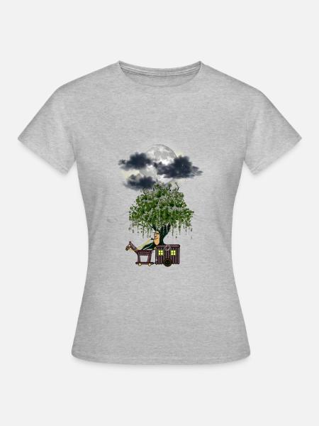 Erdnuss Erdnüsse Kutsche Vollmond Reise Abenteuer - Frauen T-Shirt - Grau meliert