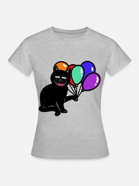 Halloween Katze Katzen Kater - Dame-T-shirt - grå meleret