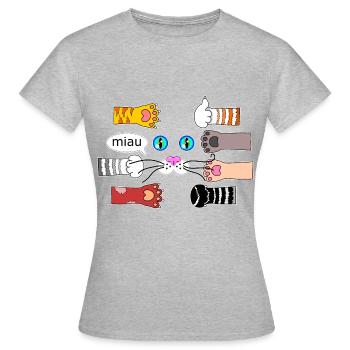 Cat Design Cat Pattes de chat Museau de chat - T-shirt Femme - gris chiné - Devant - AI Model Female 172 dark (172cm)