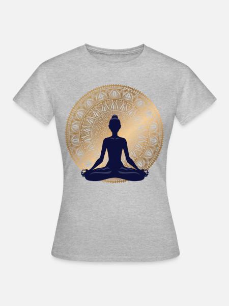 Meditation Motiv Namaste Geschenkidee Yoga Buddha - Frauen T-Shirt - Grau meliert