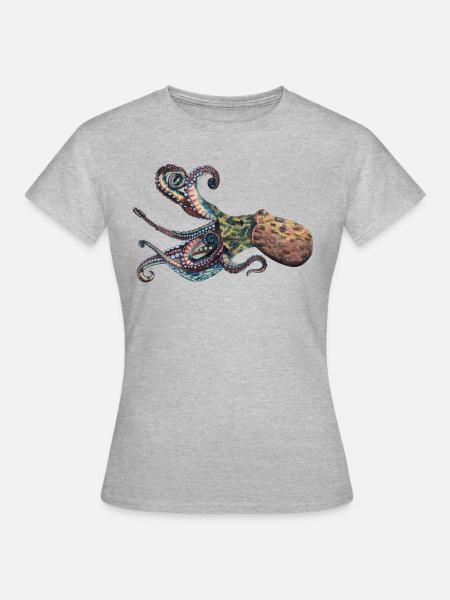 Oktopus Tintenfisch - Frauen T-Shirt - Grau meliert