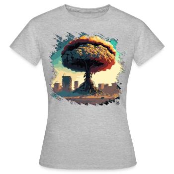 Post Apocalypse Arbre - T-shirt Femme - gris chiné - Devant - AI Model Female 172 dark (172cm)