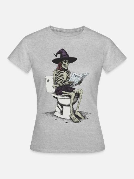 Halloween Poo witch - Frauen T-Shirt - Grau meliert