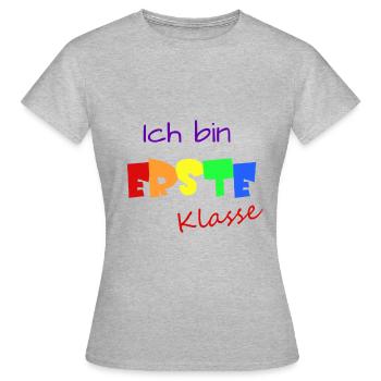 Ich bin erste Klasse Einschulung - Frauen T-Shirt - Grau meliert - Vorne - AI Model Female 172 dark (172cm)