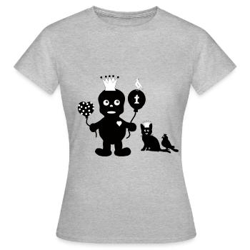 Kleiner Grufti mit seinen Freunden Silhouette Dark - Frauen T-Shirt - Grau meliert - Vorne - AI Model Female 172 dark (172cm)