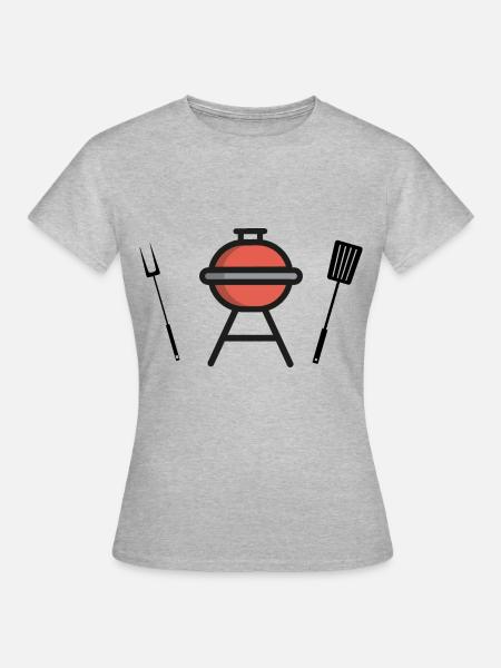 Grill Icon Grillsaison - Frauen T-Shirt - Grau meliert