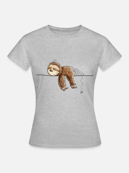 Faules Faultier I Chillende Tiere I Faulenzer - Frauen T-Shirt - Grau meliert