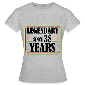 Legendär seit 38 Jahren, 38 Geburtstag, Endlich 38 - Frauen T-Shirt - Grau meliert - Vorne - AI Model Female 172 dark (172cm)