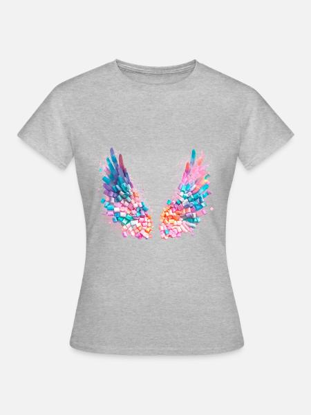 engelsflügel,marshmallows,bunte flügel,graffiti - Frauen T-Shirt - Grau meliert