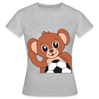 Singe avec ballon de football - Motif de football - T-shirt Femme - gris chiné - Devant - AI Model Female 172 dark (172cm)