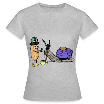 Erdnuss Schnecken Pferd Renner Rennpferd Pferde - Frauen T-Shirt - Grau meliert - Vorne - AI Model Female 172 dark (172cm)