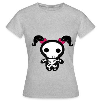 Helloween Ribbed Pink Braids Creepy Rockabilly - Women's T-Shirt - heather grey - Front - AI Model Female 172 dark (172cm)