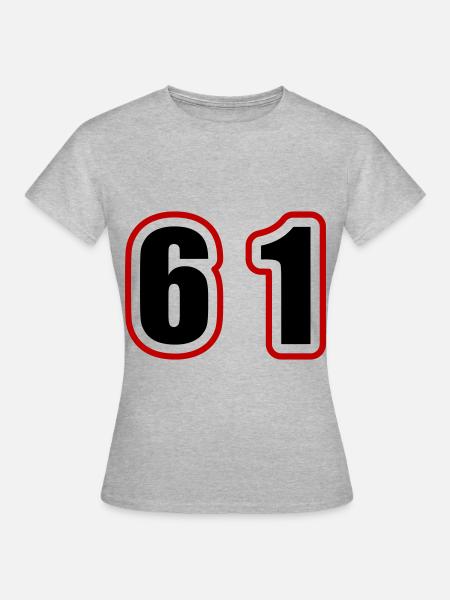 61 Zahl College - Frauen T-Shirt - Grau meliert
