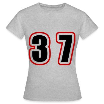 37 Zahl College - Frauen T-Shirt - Grau meliert - Vorne - AI Model Female 172 dark (172cm)
