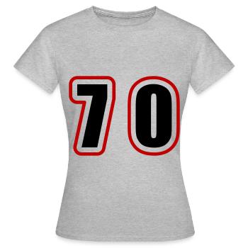70 Zahl College - Frauen T-Shirt - Grau meliert - Vorne - AI Model Female 172 dark (172cm)