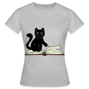 Cat Wizard Conjure Book Children Fantasy Occult - Women's T-Shirt - heather grey - Front - AI Model Female 172 dark (172cm)