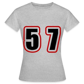 57 Zahl College - Frauen T-Shirt - Grau meliert - Vorne - AI Model Female 172 dark (172cm)