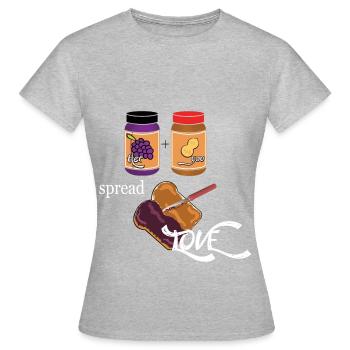L'amour se répand comme de la confiture ... l'amour se répand - T-shirt Femme - gris chiné - Devant - AI Model Female 172 dark (172cm)