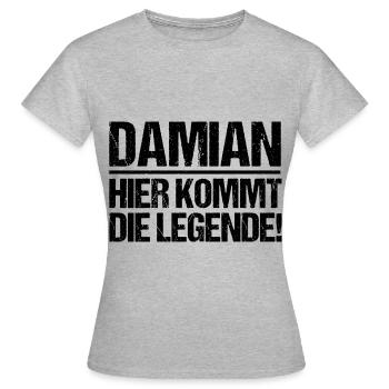 Vorname Damian - Frauen T-Shirt - Grau meliert - Vorne - AI Model Female 172 dark (172cm)