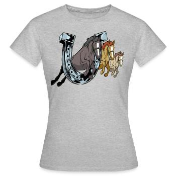 Cheval en fer à cheval, course, cadeau de chemise de cheval de course - T-shirt Femme - gris chiné - Devant - AI Model Female 172 dark (172cm)