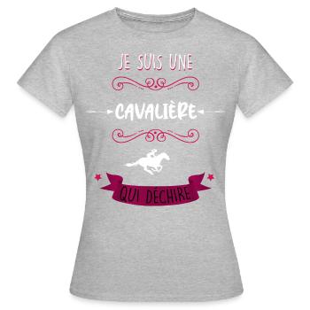 Équitation cheval cavalier - T-shirt Femme - gris chiné - Devant - AI Model Female 172 dark (172cm)