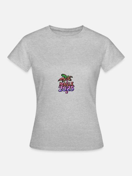 Malle 2025 Mallorca Palme - Frauen T-Shirt - Grau meliert