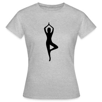 Yoga Pose Silhouette - Frauen T-Shirt - Grau meliert - Vorne - AI Model Female 172 dark (172cm)