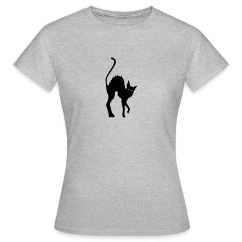 cat, Black Cat, goth, gothic, magic, wicca, witch - Women's T-Shirt - heather grey - Front - AI Model Female 172 dark (172cm)